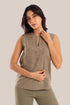 Embroidered sleeveless cotton round neckline top